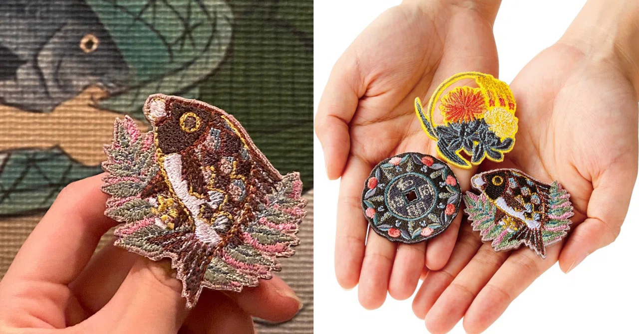 古刺繍 牡丹と蝶 財布や名刺入れなどに 年代物 改新の詔」が紡いだ歴史で着飾っちゃおう。難波宮のにぎわいを知る刺繍