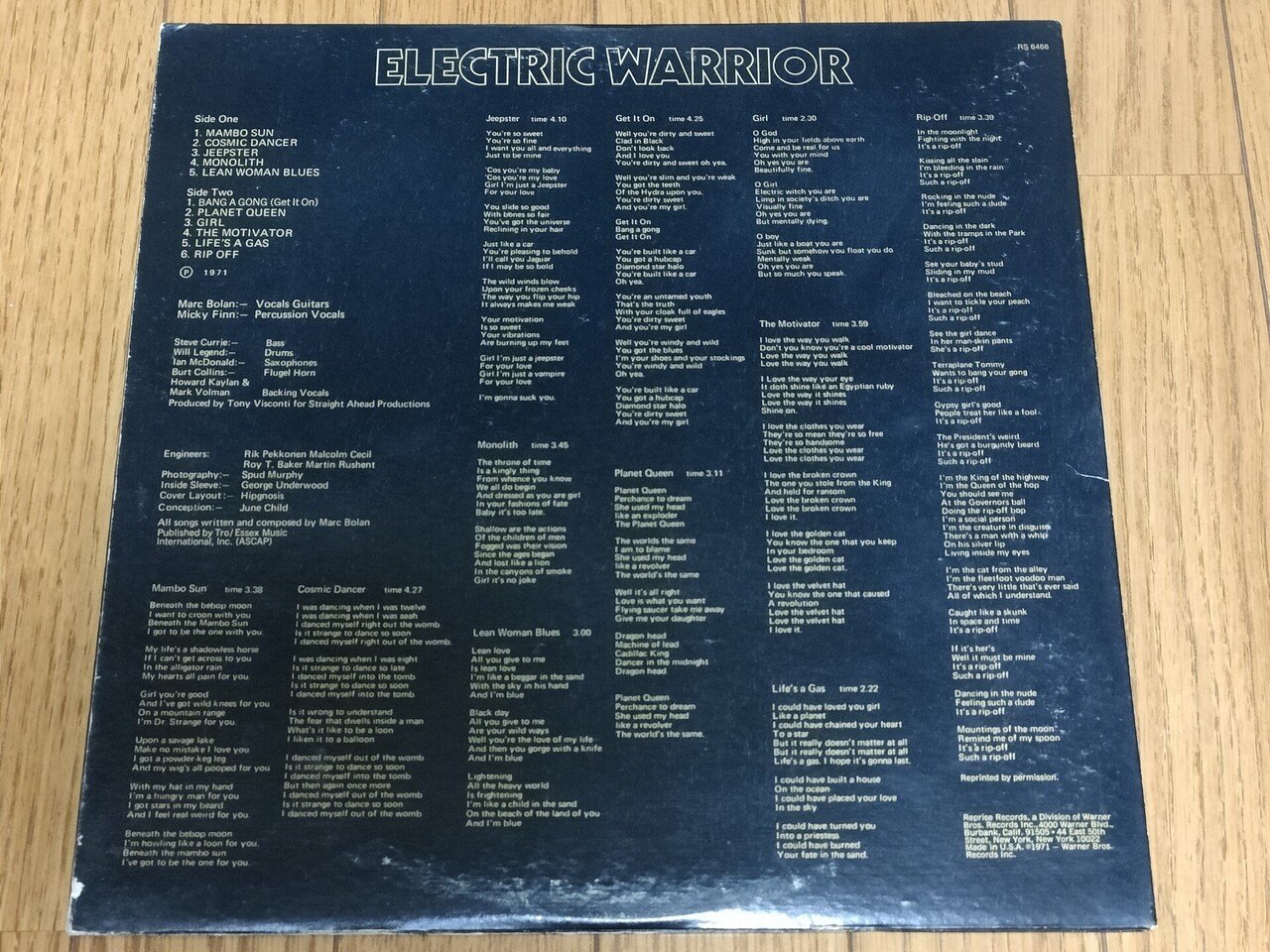 Electric Warrior(電気の武者)】(1971) T.Rex アンダー