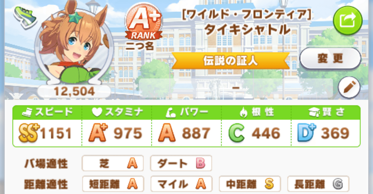 ウマ娘 スコーピオ杯のタイキシャトル育成中 青いプレイヤー Note