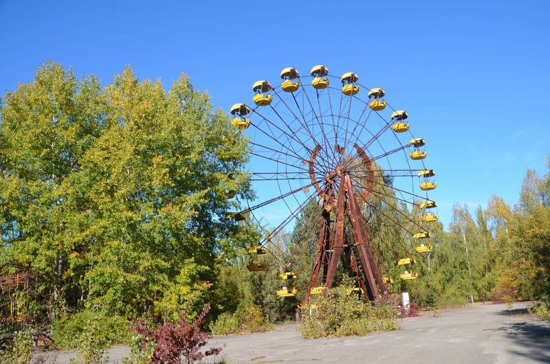 プリピャチの遊園地にある観覧車