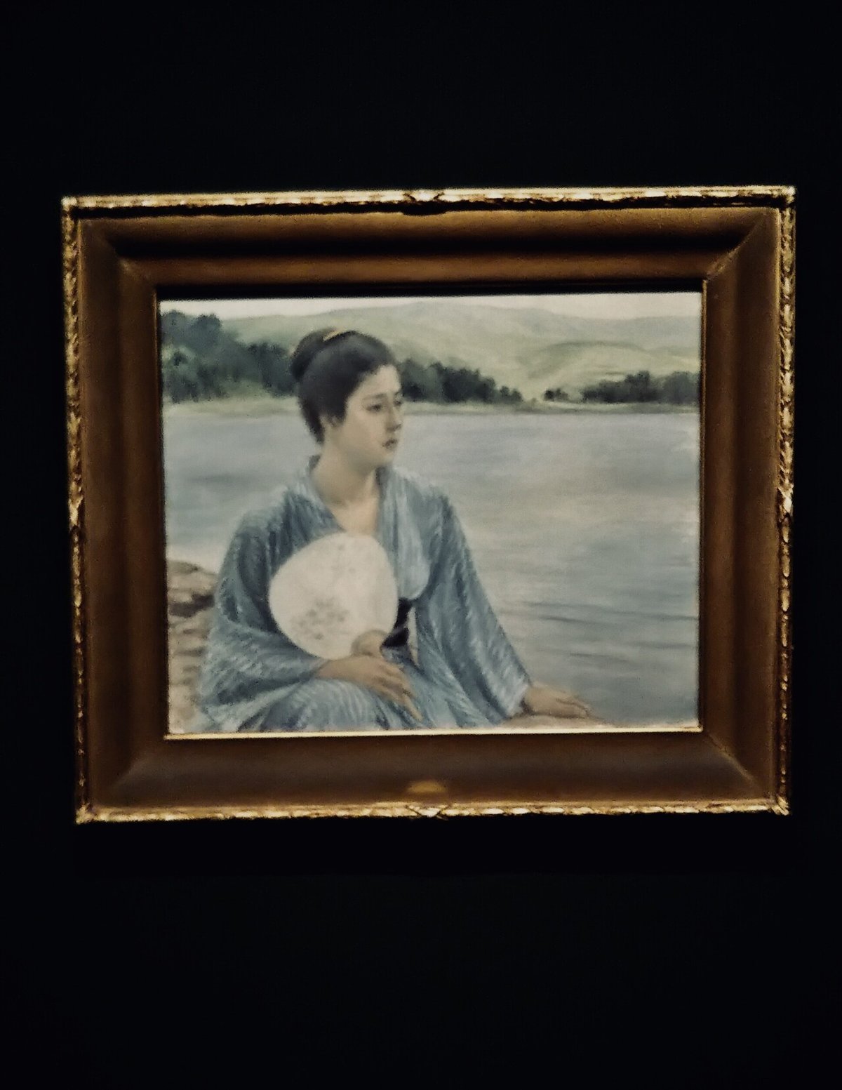 黒田清輝、【湖畔】、年代物・希少な画集画、新品高級額 額装付、状態良好 黒田清輝、【湖畔】、希少画集画、新品高級額・額装付、状態良好
