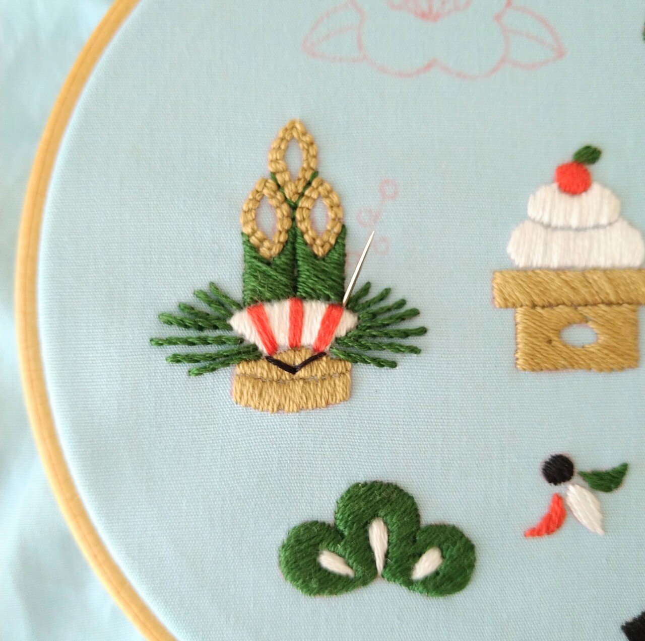 メグえもん様お取引中⭐2819⭐❣️夏アクセ❣️オリジナル✴一点物インド刺繍 ご家族のなまえかお刺繍 2人のお嬢さんのお名前に入っている花と
