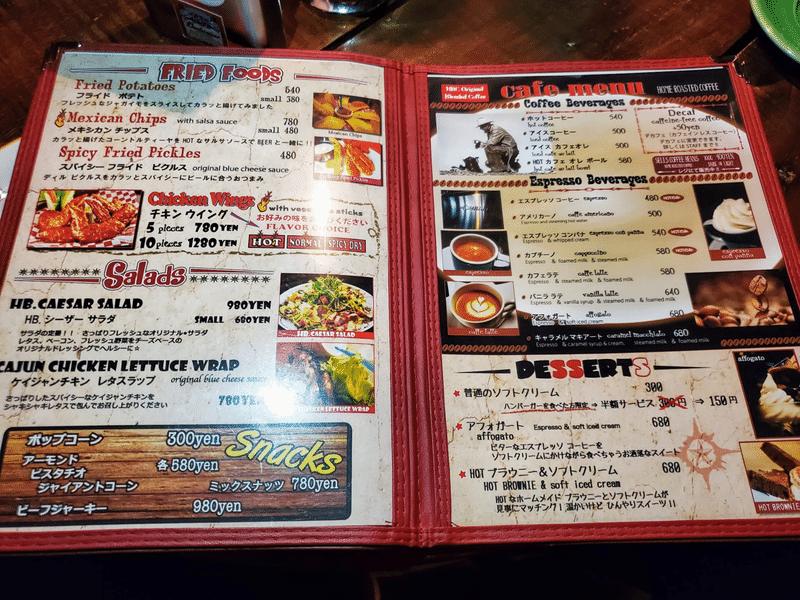 『HOT BLUES CAFE ホットブルースカフェ』 内装 メニュー