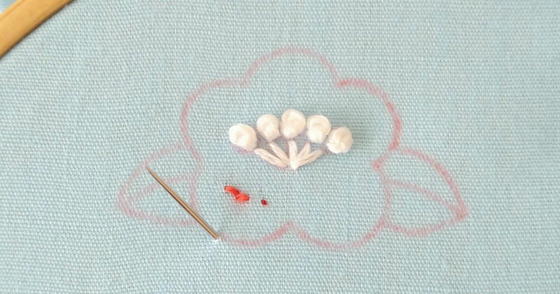 お正月の刺繍枠キットを作ろう🎍 ステップ34 〜椿の刺繍1