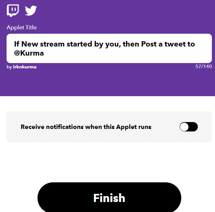 Iftttを使ったtwitch配信開始twitterポスト 仮 いるかん Note