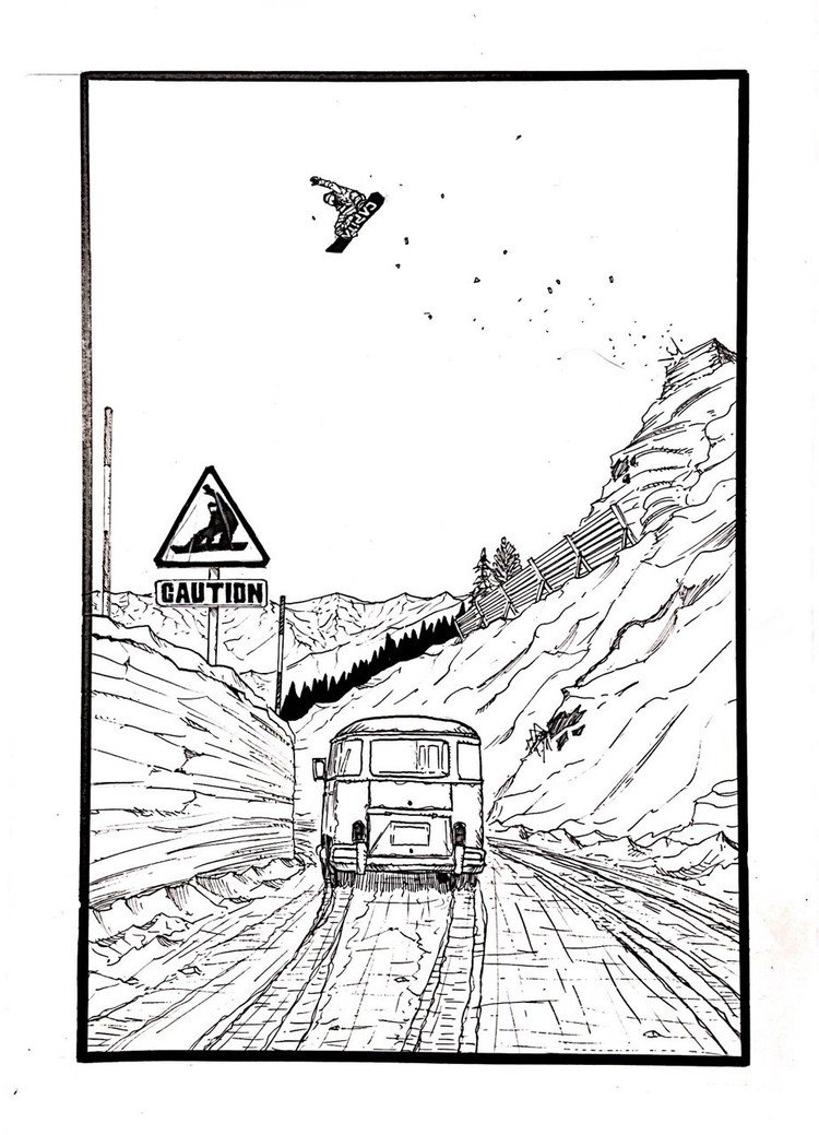 ⚠️”Caution”⚠️ #snowboarding #illustration #イラスト #絵 #マンガ #スノーボード