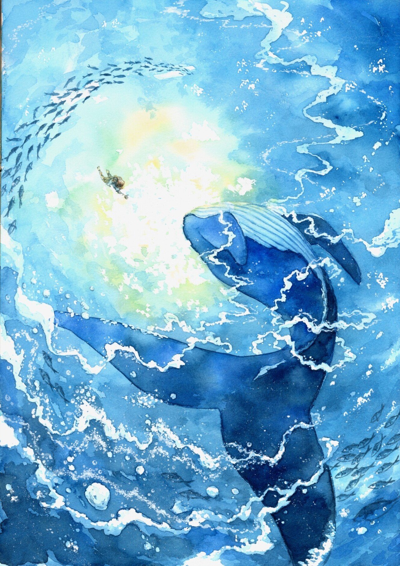 鯨オリジナル絵画 私は誰かの「声なき声」を聞いてこられただろうか？「52ヘルツのクジラ