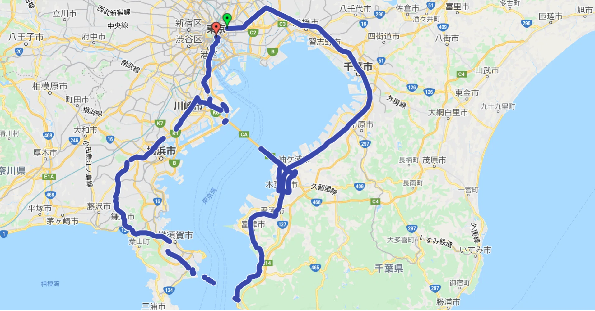 東京湾を8の字に移動しました｜day trip lover