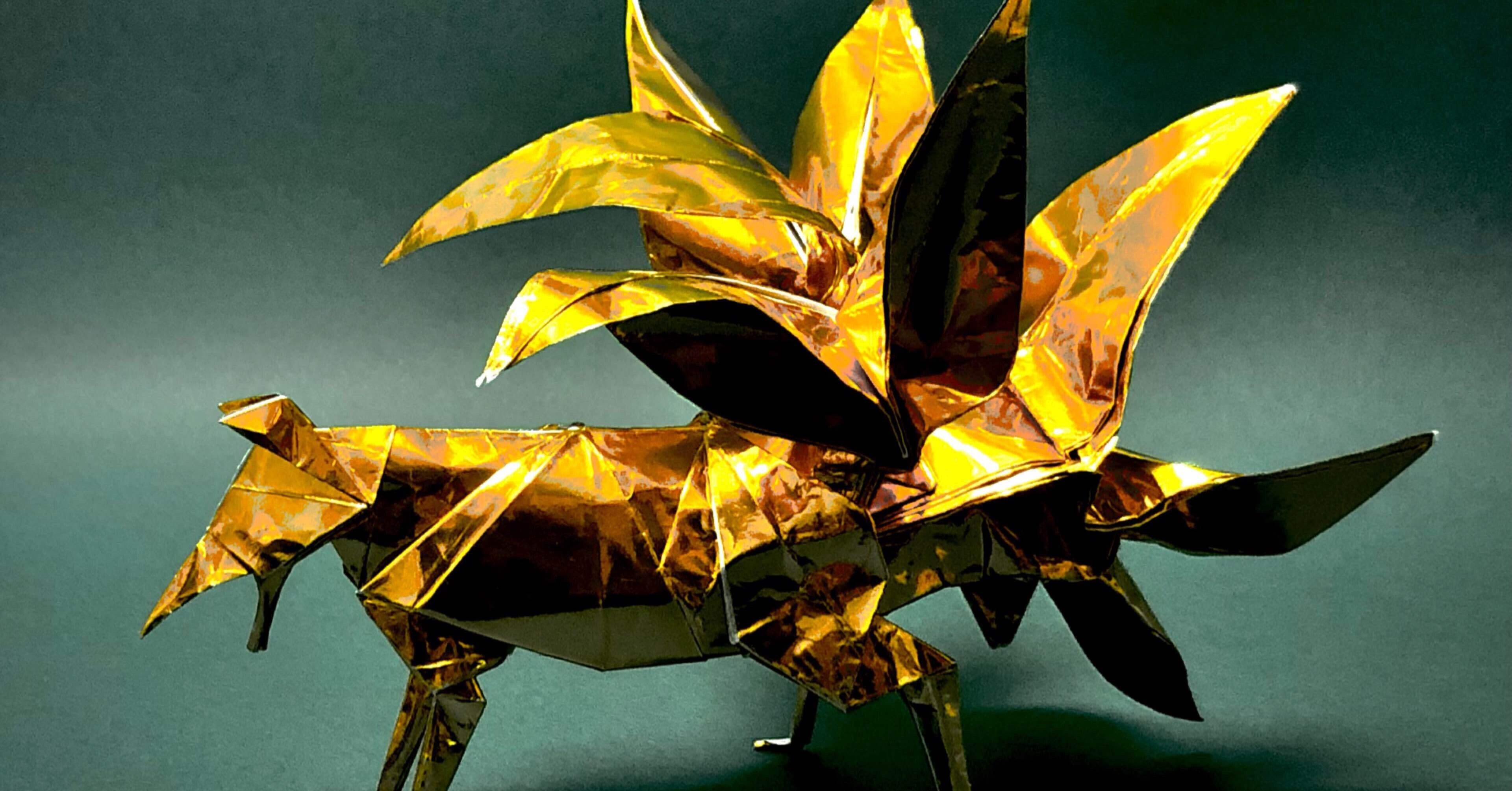 九尾の狐 ホイル折り紙で重厚感たっぷり Nine Tailed Fox With Foil Paper まさにぃ Note