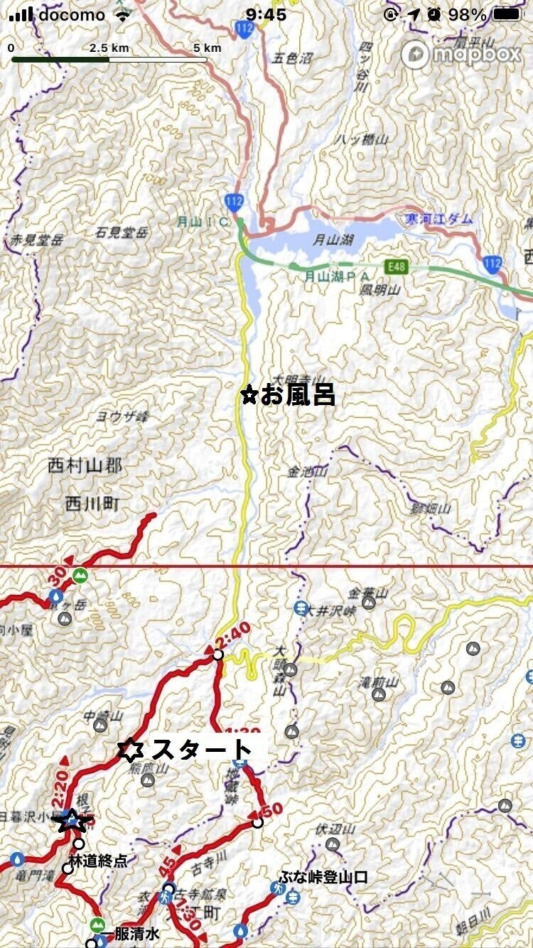 5地図&amp;nbsp;(5)月山湖∼登山口