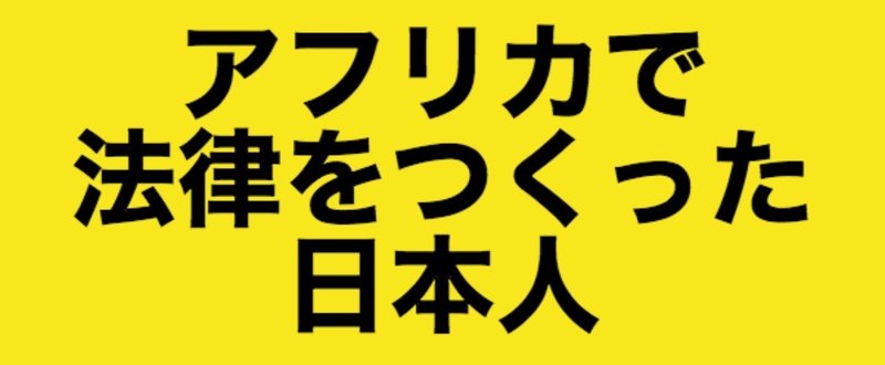 アフリカで法律をつくった日本人