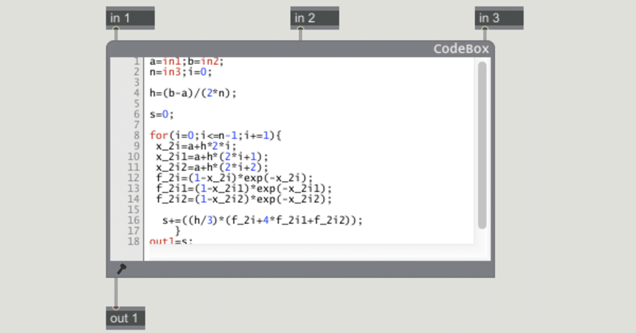 max/msp gen~ シンプソンの公式による定積分｜fendoap