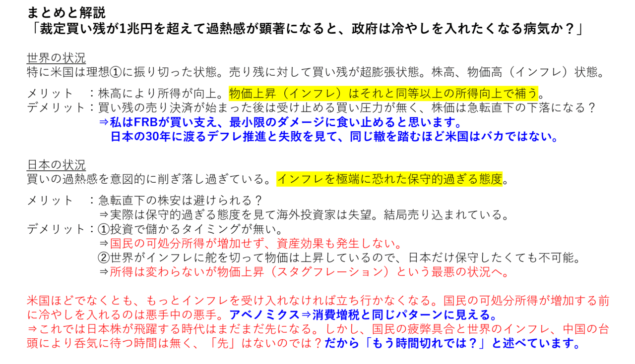 裁定売買残でみる日経解説