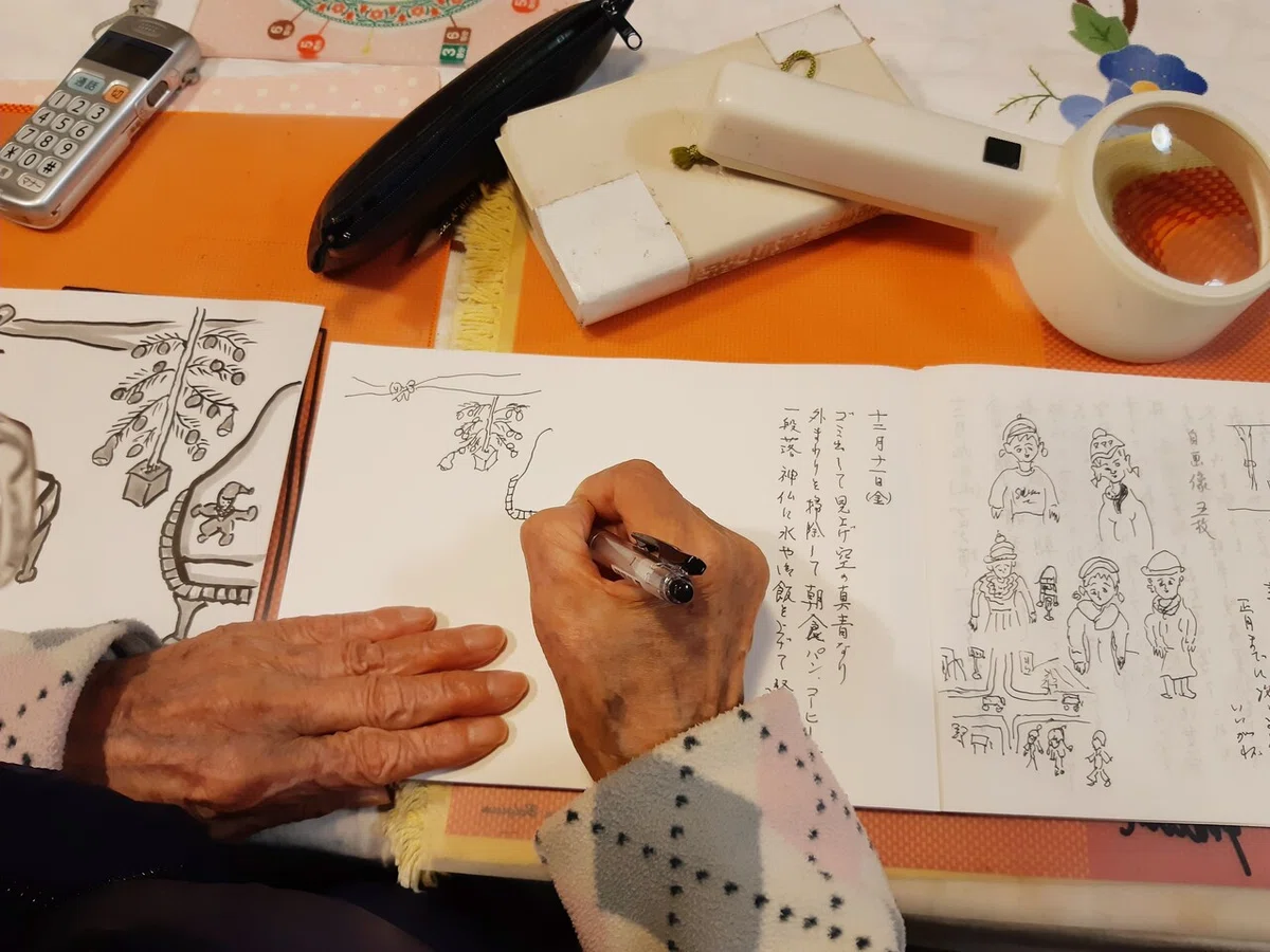 日記を書くB
