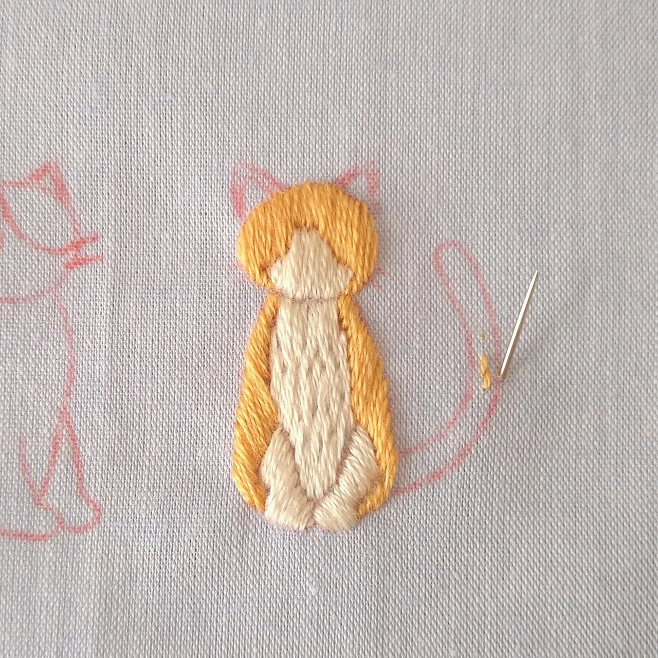 2匹の猫の刺繍図案?? ステップ6 〜猫のしっぽの刺繍〜｜Apostrophe+s 