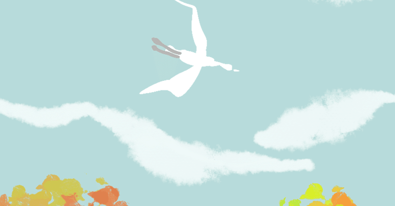 今日のイラスト「寒い冬に飛ぶ鳥」描きました