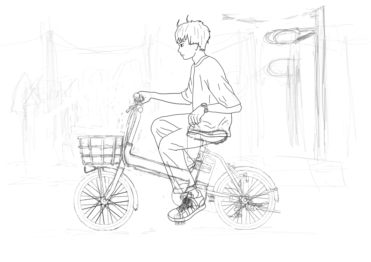 前回からあまり進展がないですが 進捗イラストです 自転車を描く上で 人生で初めてってくらい自転車 を観察してますが 複雑な形の部品が多いですね 描くのが難しいです 気付けばもう師走 時が経つのがホントに早 Hajimeb Note