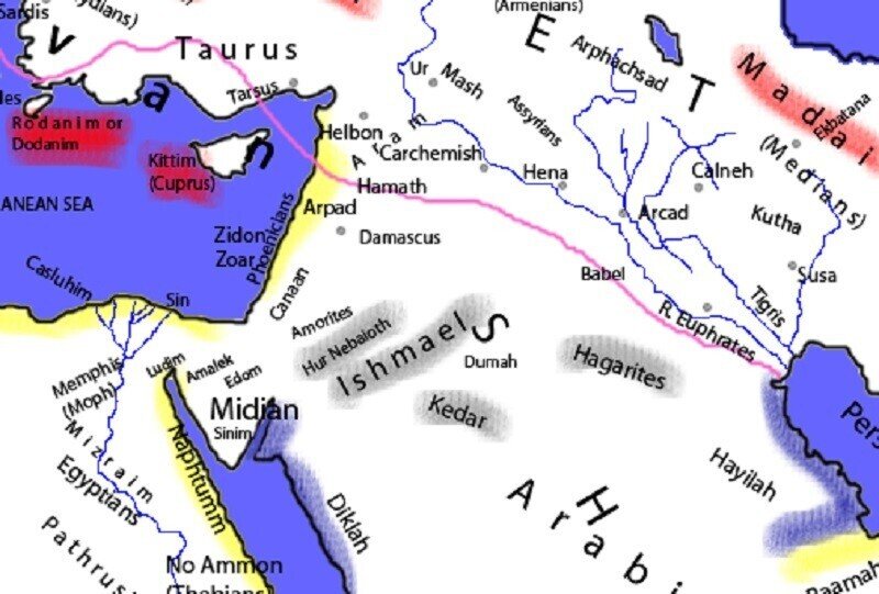 地図　Noahsworld_map_Version2 ヘブライ人の世界 KEDAR ケダル