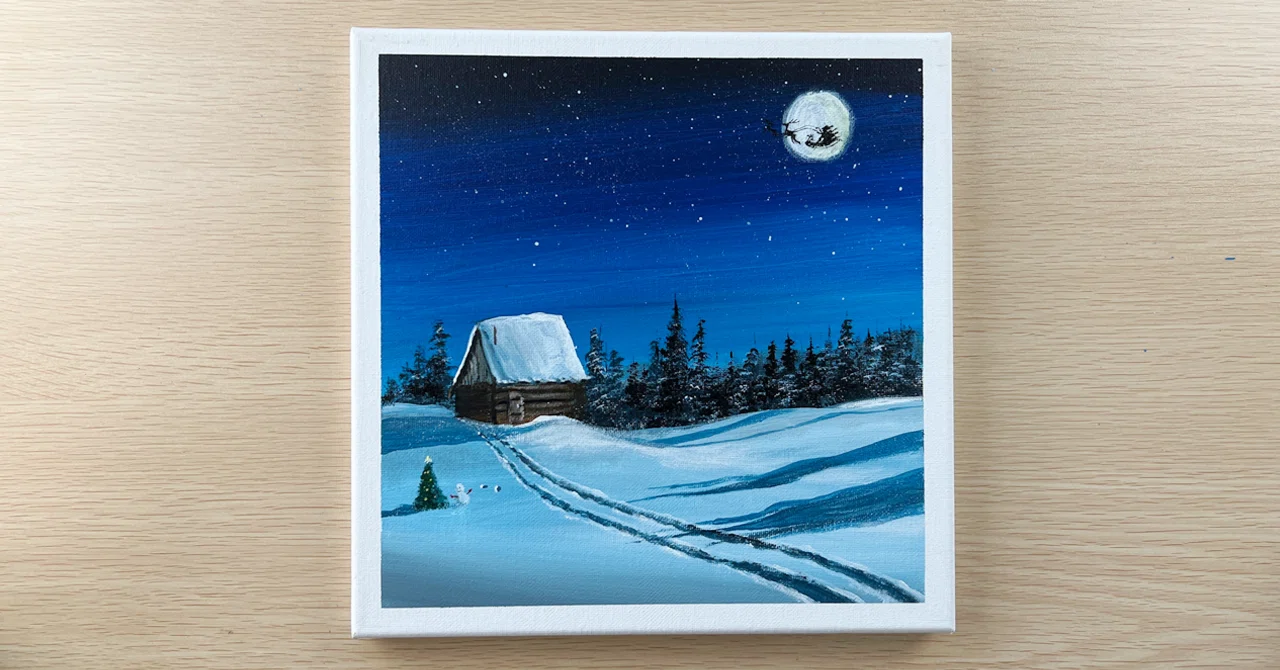 アクリル絵の具で「クリスマスの夜」を」描いてみた｜junya_art