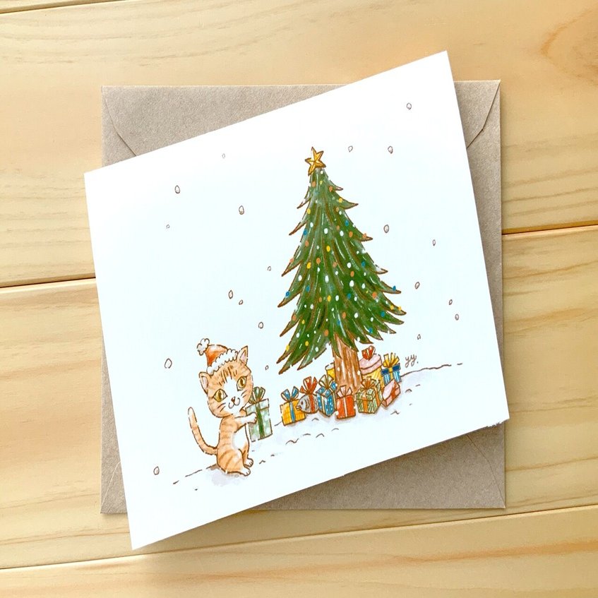 猫ちゃんサンタ クリスマスカード Pdf無料ダウンロード スノームーン Note