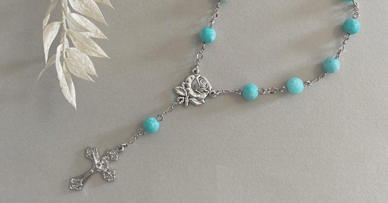 カトリック 天然石 ラピスラズリ 手編みロザリオ 長崎編み ロザリオ