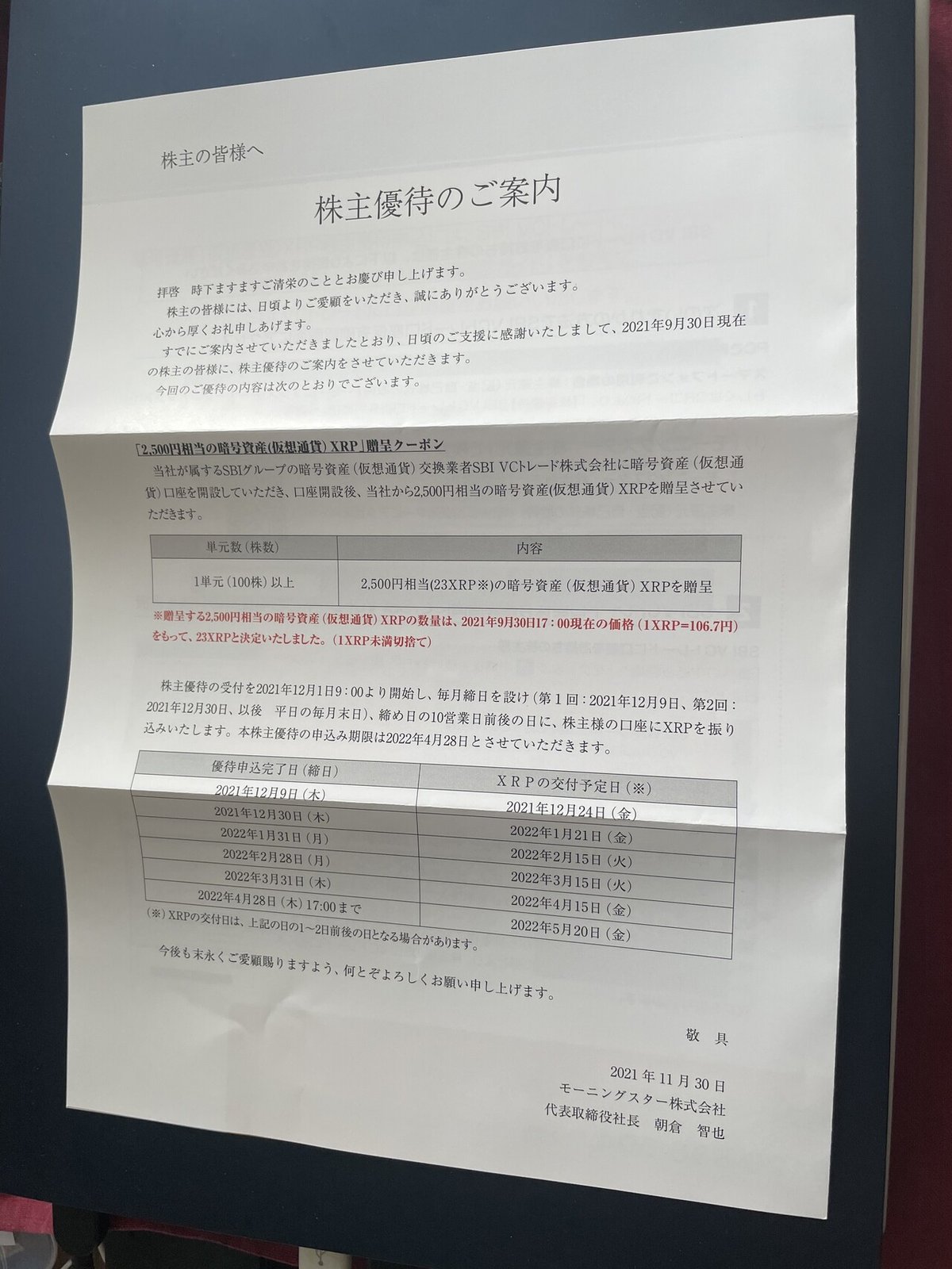 暗号資産23XRPがもらえる株主優待｜強欲ぱんだの悠々自適～株主優待だけで生きていく～
