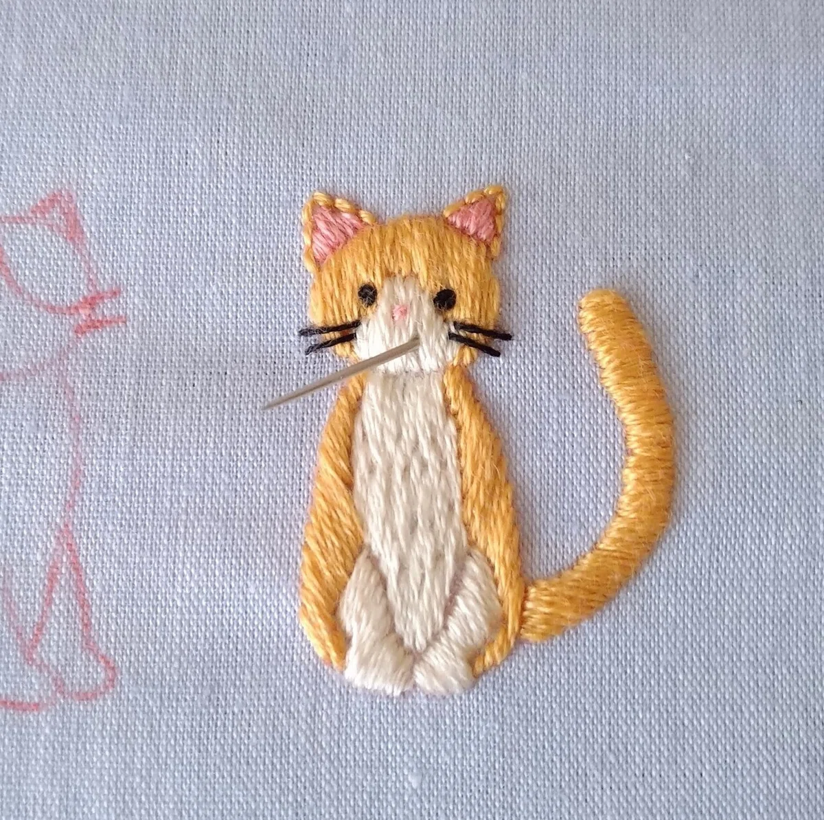 2匹の猫の刺繍図案?? ステップ12 〜猫の口の刺繍〜｜Apostrophe+s 