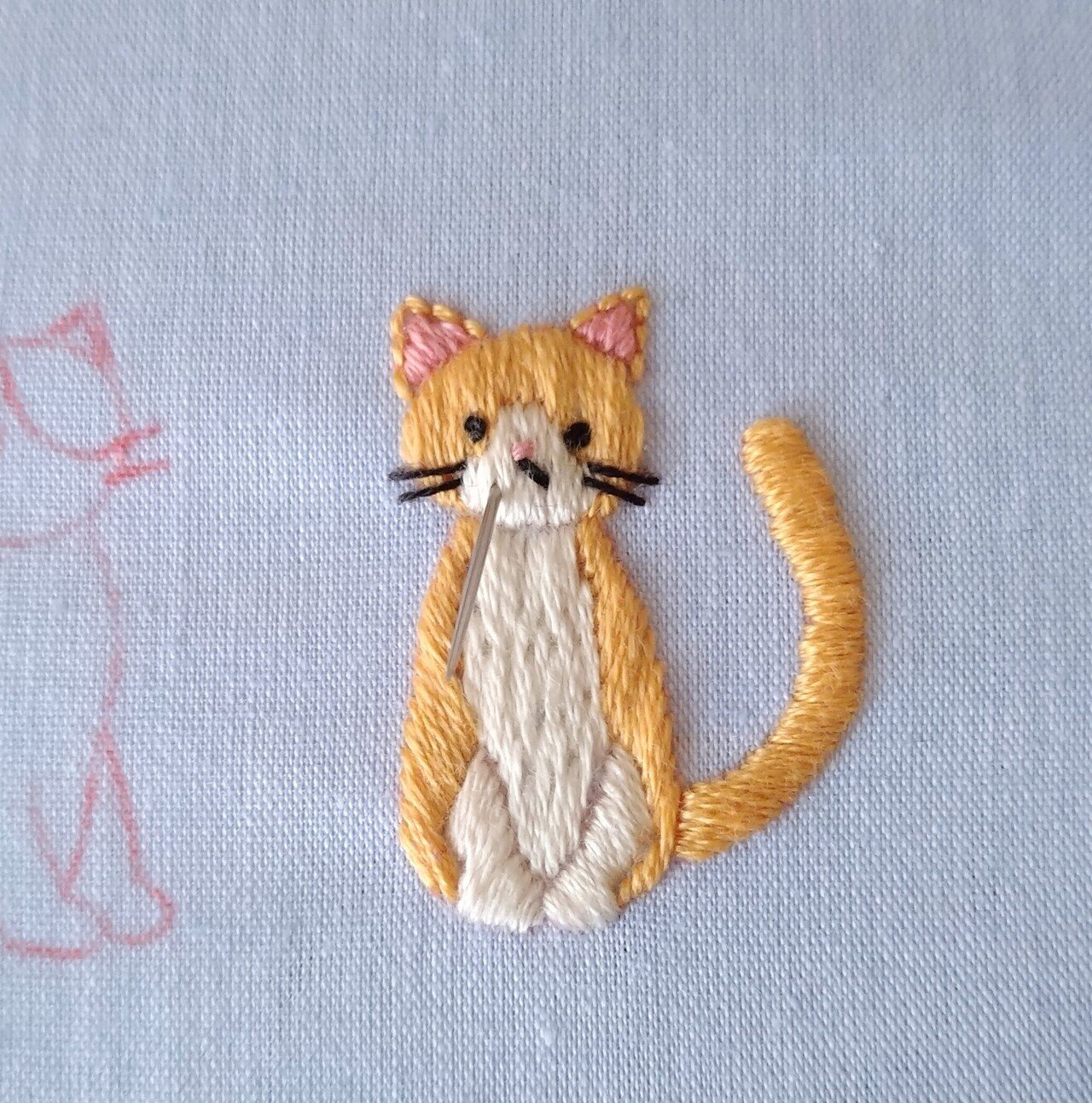 2匹の猫の刺繍図案🐈🐾 ステップ12 〜猫の口の刺繍〜|Apostrophe+s 2匹の猫の刺繍図案🐈🐾 ステップ12 〜猫の口の刺繍〜|Apostrophe+s