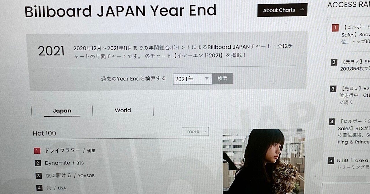 Billboard JAPAN年間チャート」洋楽シェアほぼゼロの衝撃