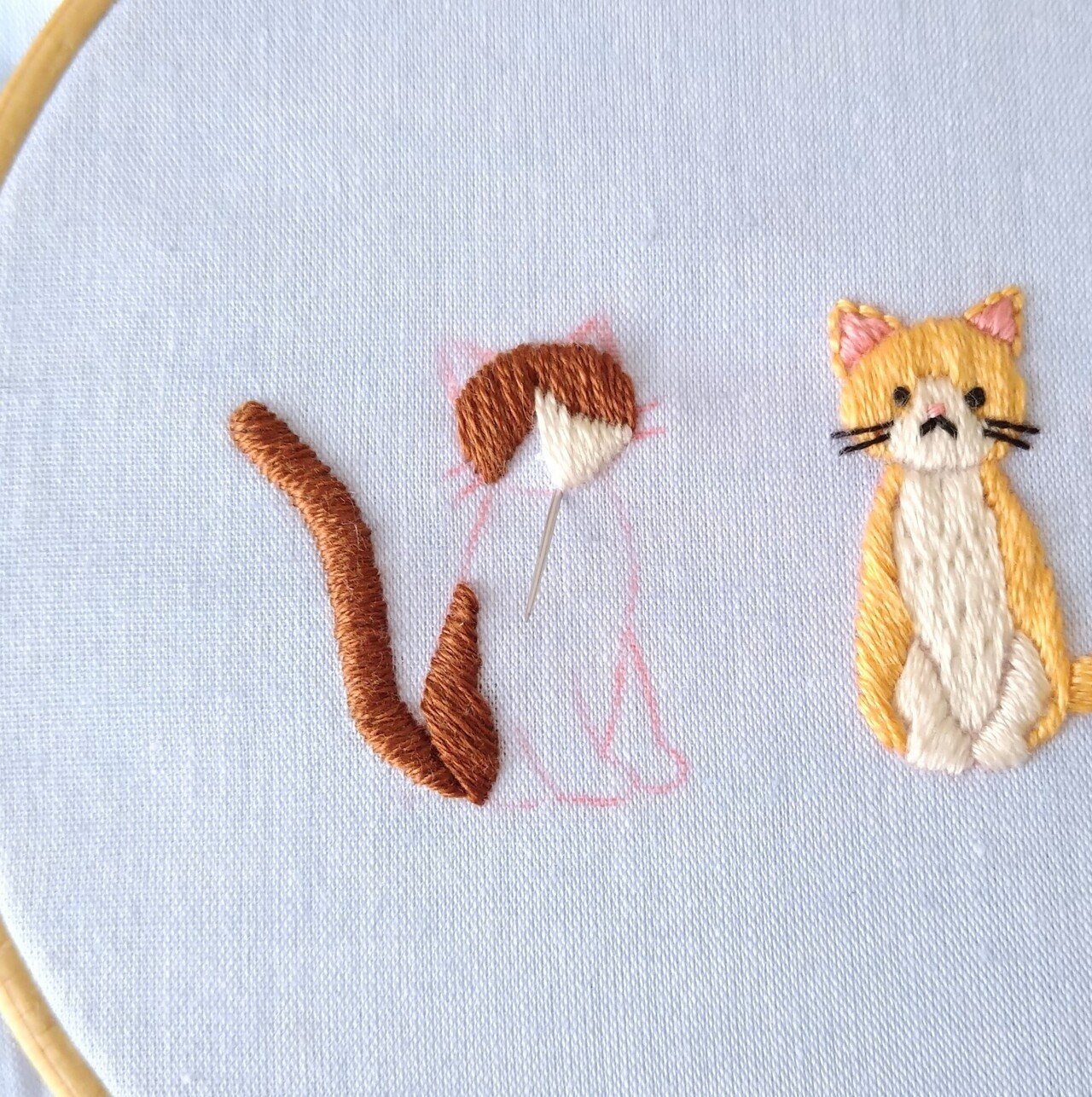 猫ちゃんアート 猫ちゃん刺繍 ハンドメイド 猫刺繍 猫ちゃん刺繍のカードケース キジトラ猫 - メルカリ