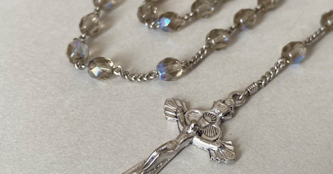 長崎編み（手編み）＊チェコビーズのロザリオ｜長崎編みロザリオ HANA