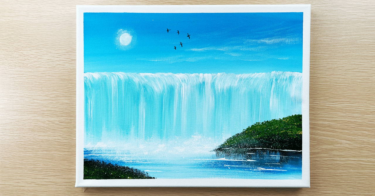 アクリル絵の具で「滝の風景」描いてみた｜junya_art