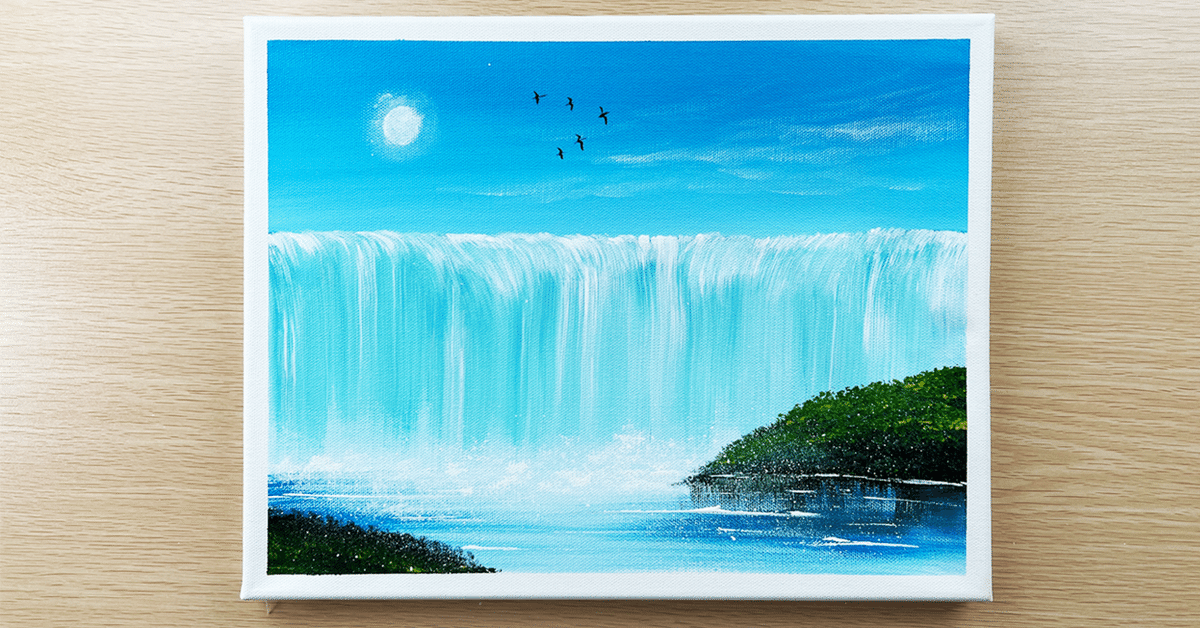 静かな水辺の風景 アクリル画作品 静かな渓流の風景画の描き方