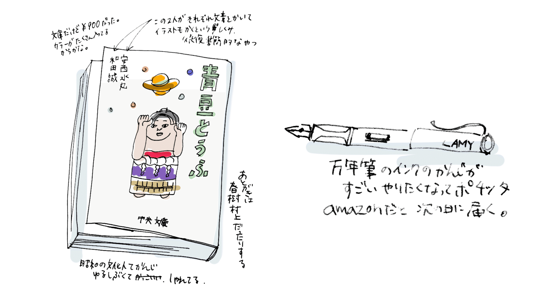 和田誠に感化され、万年筆でちょっと。｜marie.iguchi