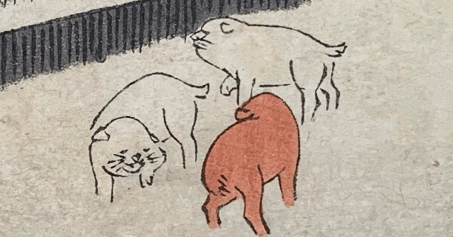 絵画。原画手描き【雪が降る冬、かわいい犬と猫の楽しい写真記念】 絵画。原画手描き【雪が降る冬、かわいい犬と猫の楽しい写真記念】