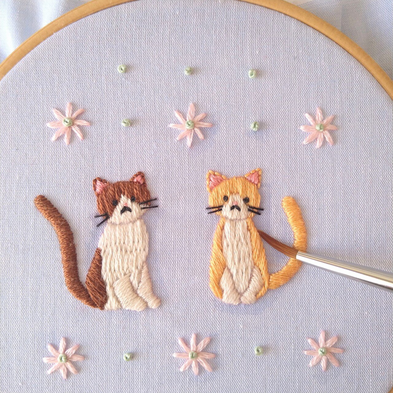 2匹の猫の刺繍図案🐈🐾 ステップ22 〜アレンジして楽しもう