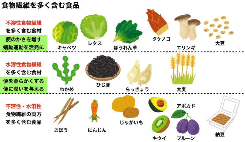 食物繊維を多く含む食品　不溶性食物繊維　水溶性食物繊維