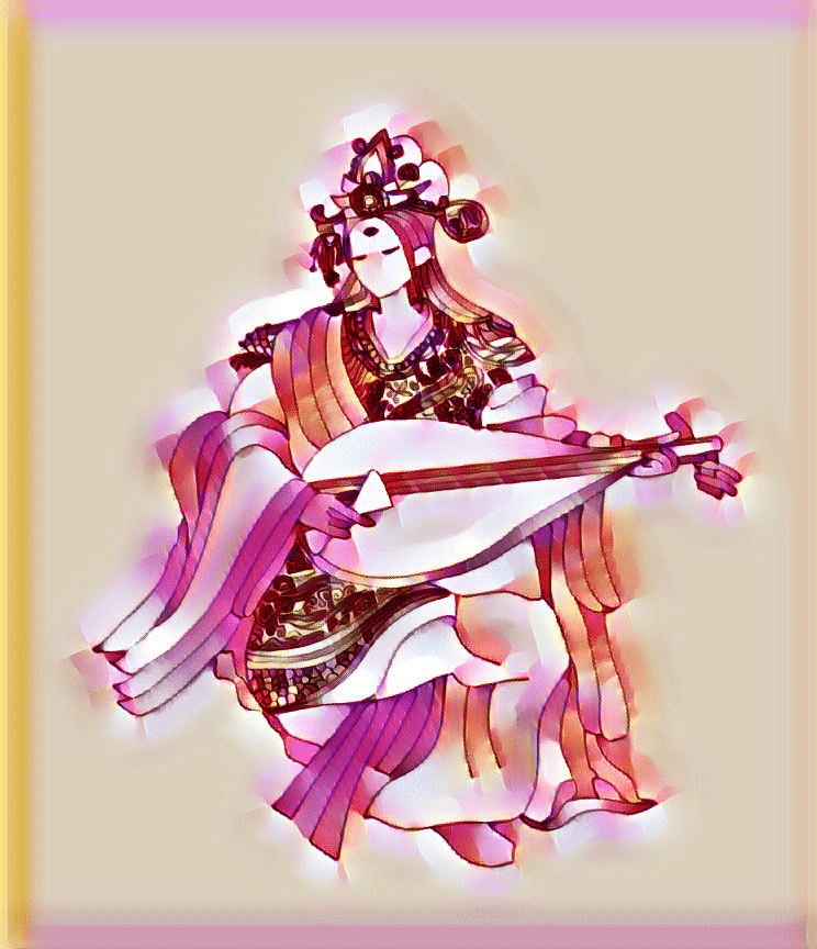 弁財天さま 延寿 女神 弁財天 縁起 奏 良縁 目に止まる イラスト 神社 神秘 Cay カイ Note