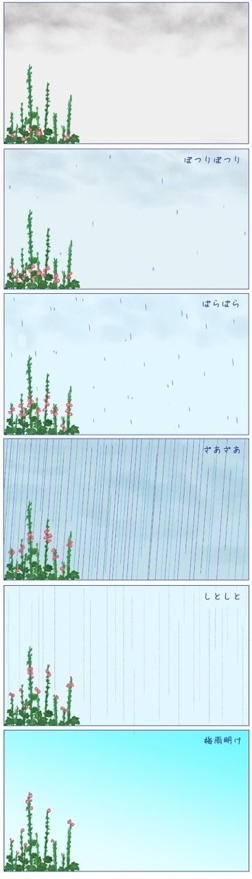雨音いろいろ 立葵の季節 こばさ Note