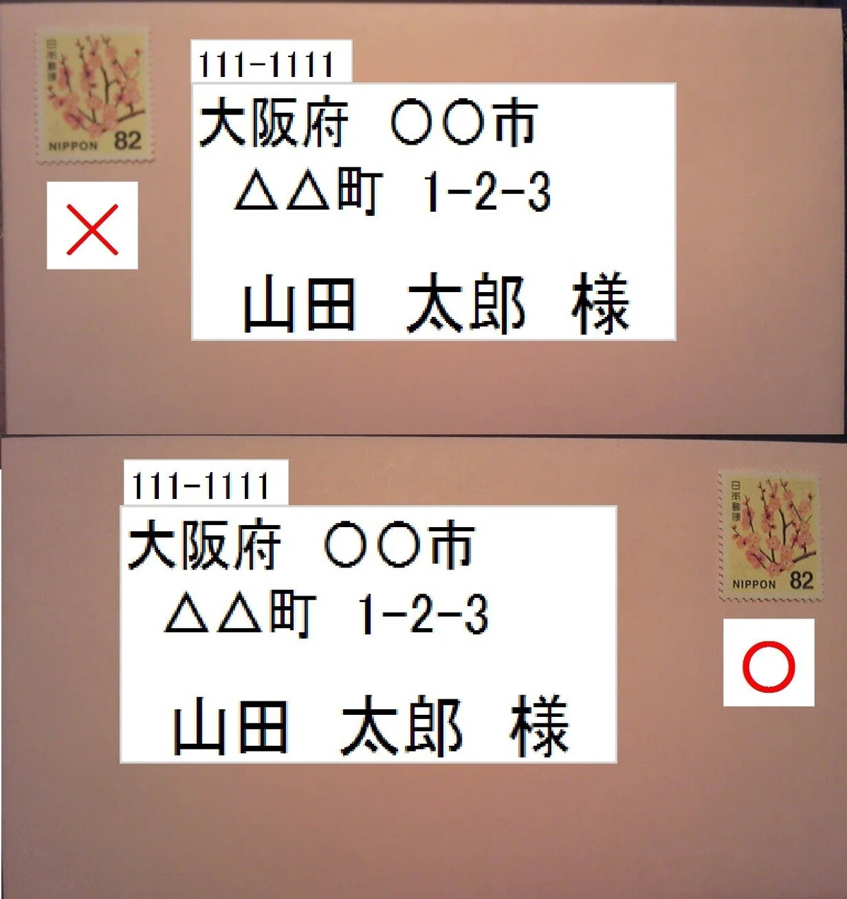 切手位置郵便番号