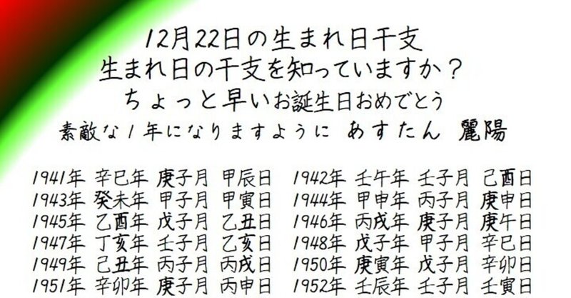 12月22日の生まれ日干支