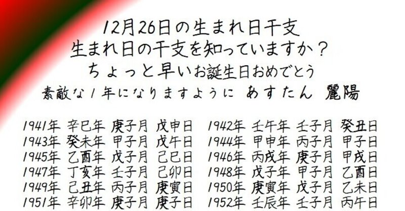 12月26日の生まれ日干支