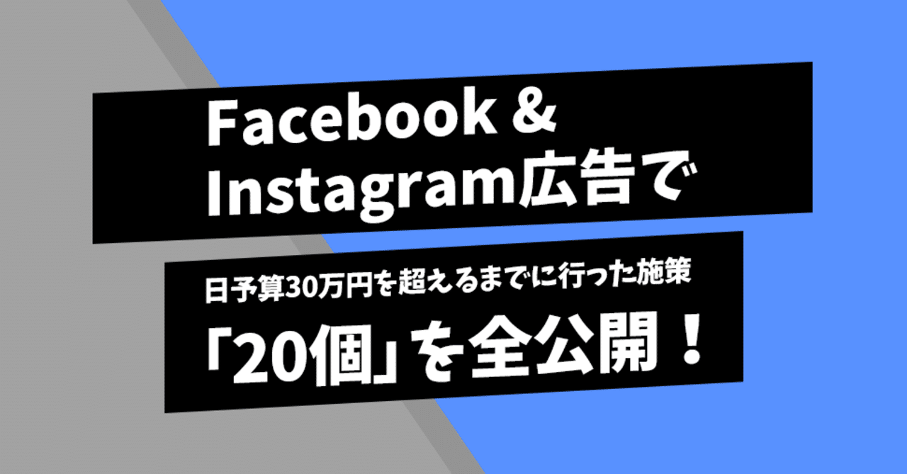 Facebook・Instagram広告で日予算30万円を超えるまでに行った施策「20