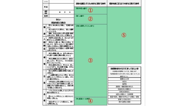 保育に関する記録　色つき