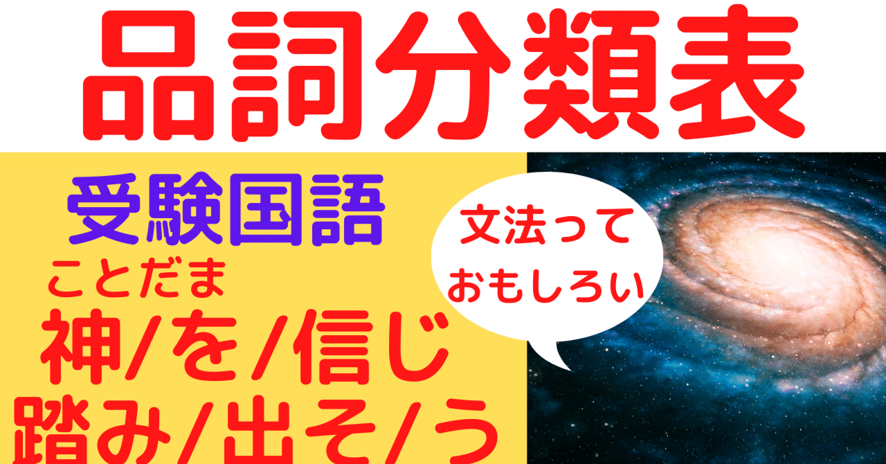 受検国語 速読文法 品詞分類表 ひろぽん先生 Note