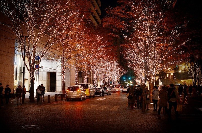 クリスマス・銀座・東京・イルミネーション・夜景・人々・街