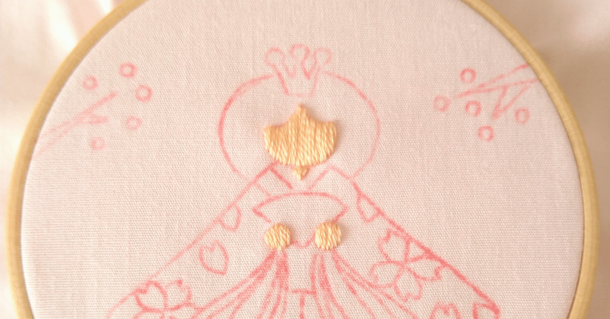 おひなさま　刺繍作品　額装 クロスステッチのミニ額「おひなさま」 | 戸塚刺しゅう