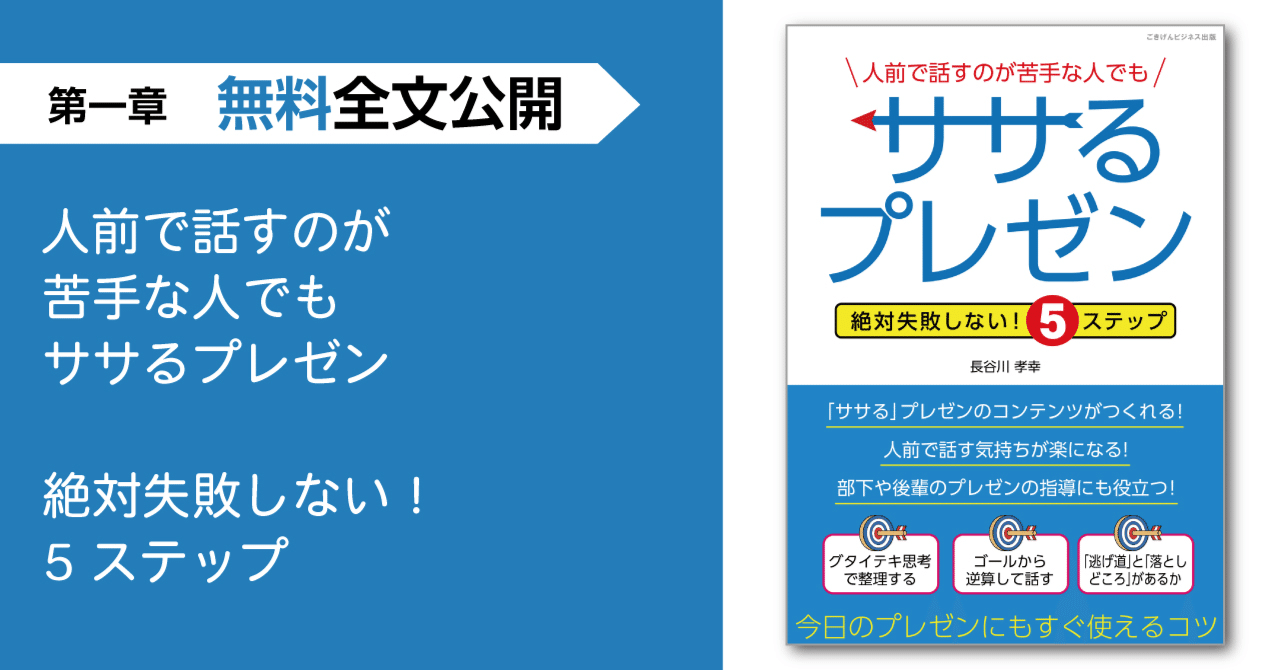 人前で話すのが苦手な人でもササるプレゼン 絶対失敗しない 5ステップ 第一章 無料全文公開 ごきげんビジネス出版 Note