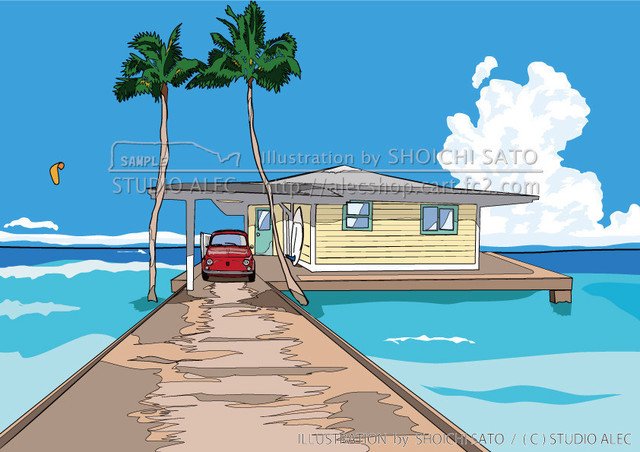 『休日は　電波の届かぬ海の上…』　このイラストのポスターは「スタジオアレック ネットショップ」で販売しています→http://alecshop.cart.fc2.com/