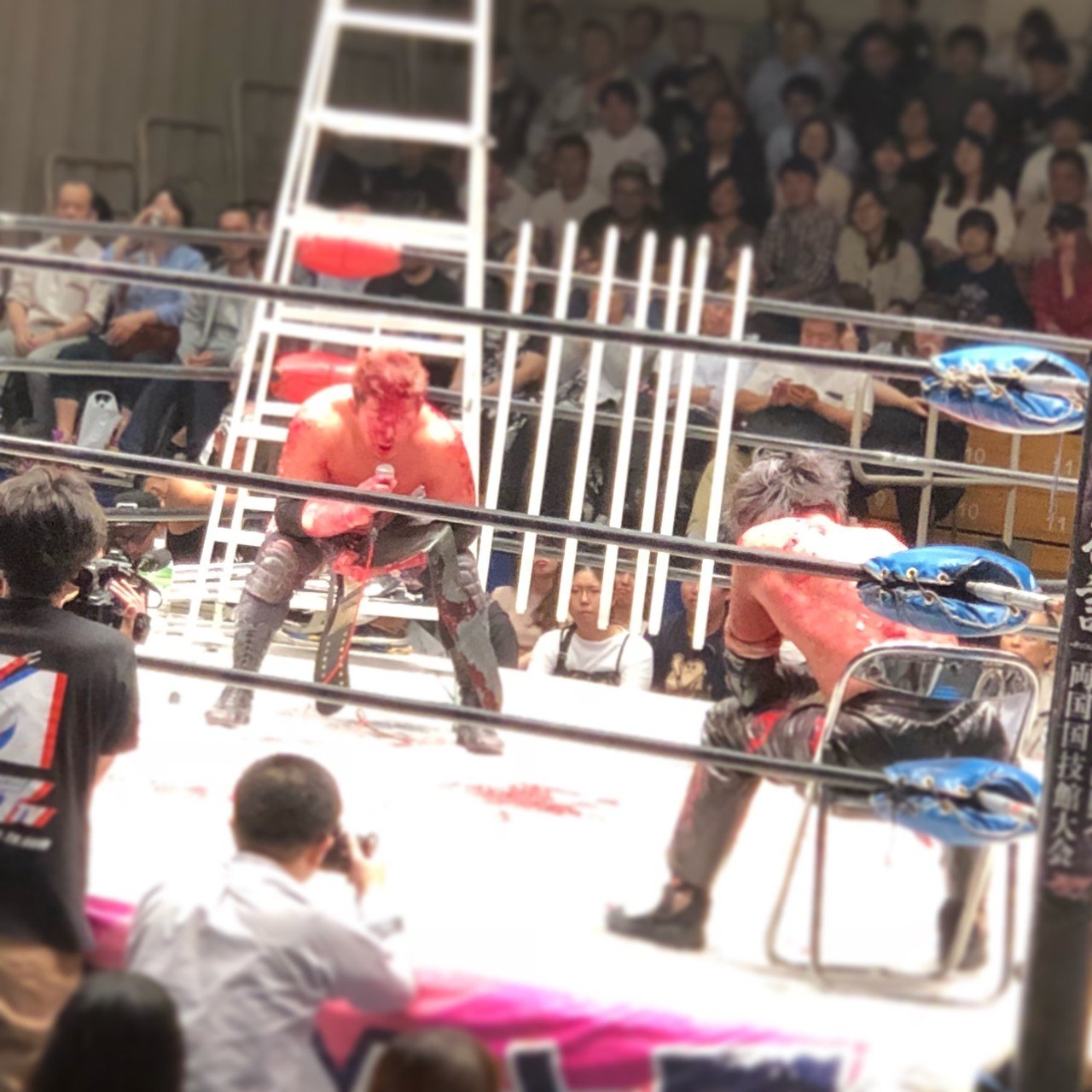 人生初のプロレス観戦は蛍光灯パンパン割るデスマッチ 大流血でしたが まさか自分が人間ガラスに叩きつけて粉々に割ってその上に脚立から飛び降りるみたいなのを見て死ぬほど笑い転げるとは思いませんでした Yuukee Note